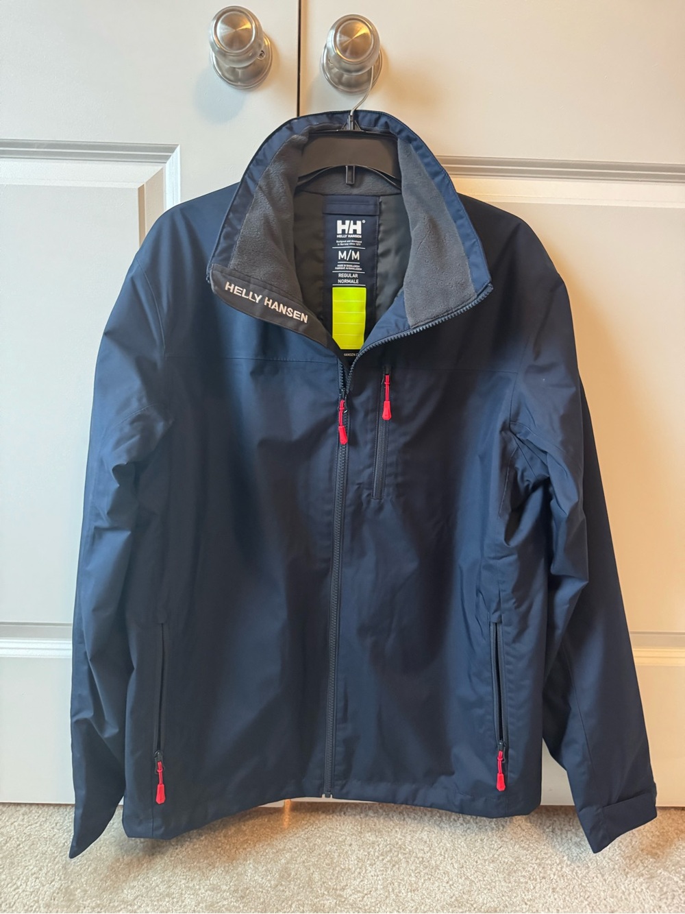 Helly Hansen Navy Shell Jacket with Red Zipper Accents